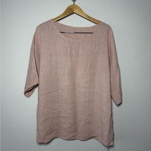 Women's Pink Linen Top ITALY Lagenlook